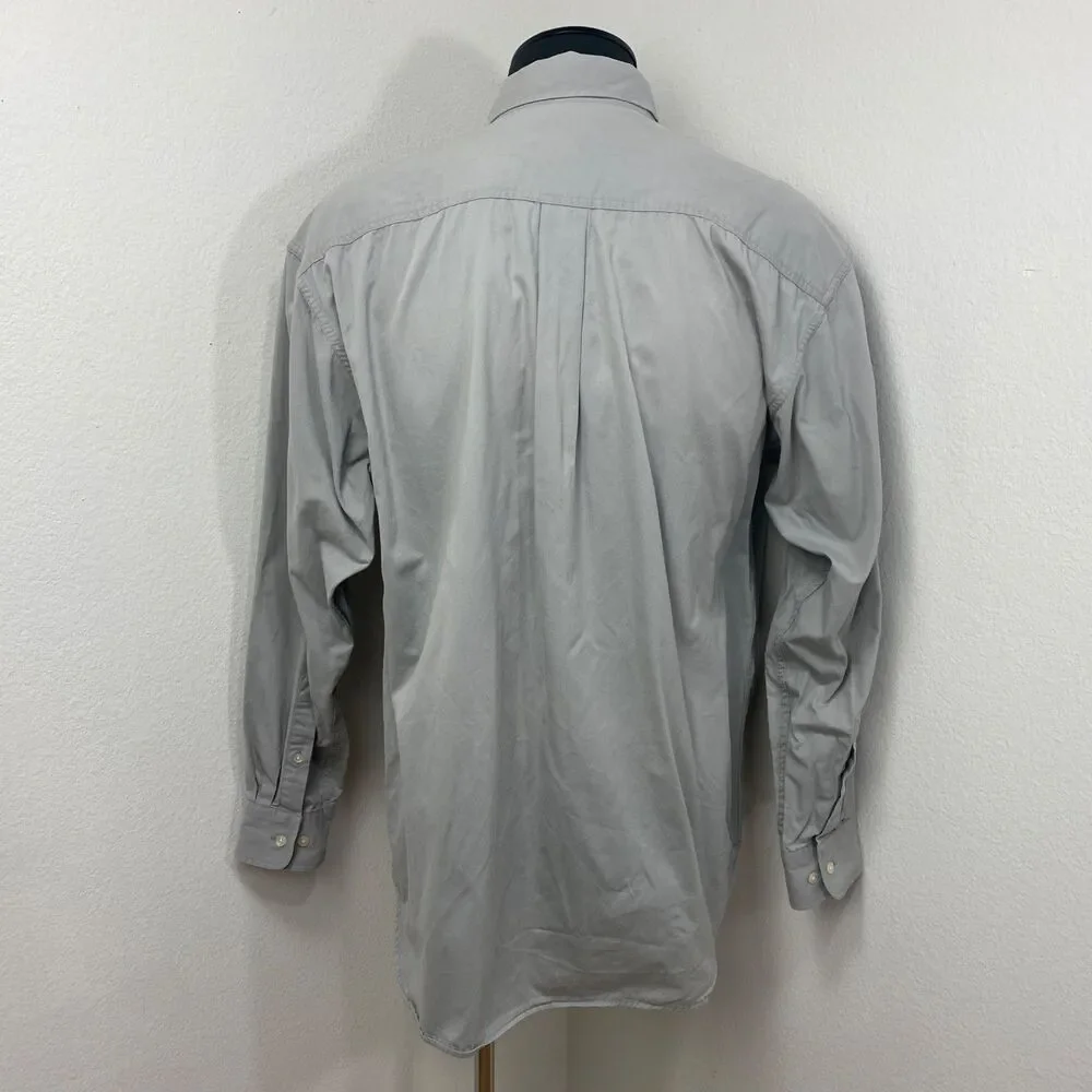 Banana Republic Gray Twill Cotton Mens Shirt Large Long Sleeves Button Down
